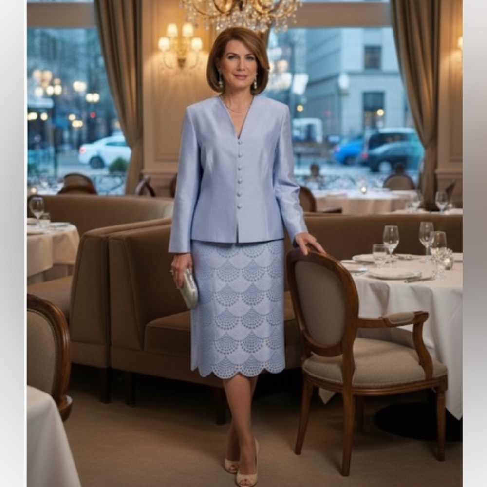 Talbots Light Lavender Two-Piece Lace Skirt Suit